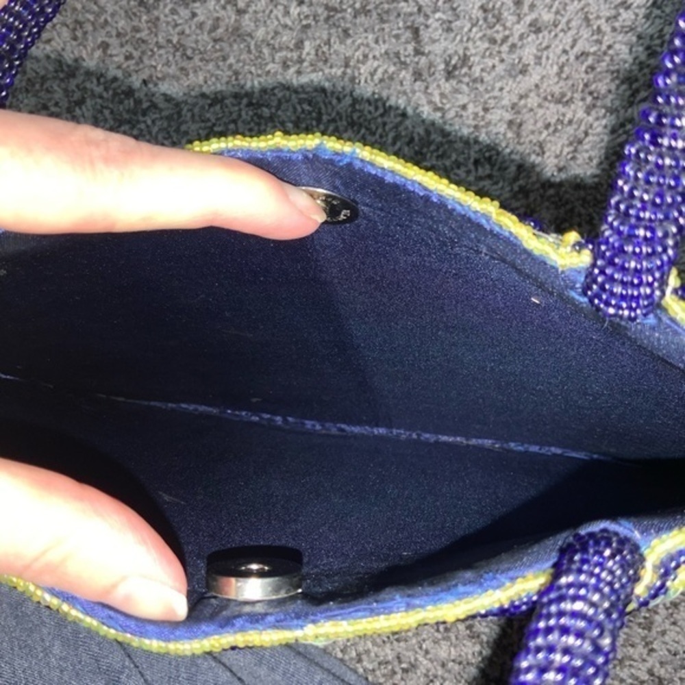 Unique/Rare Vintage Navy Beaded/Sequin/Embroidered Floral Paisley Shoulder Bag - Picture 13 of 14